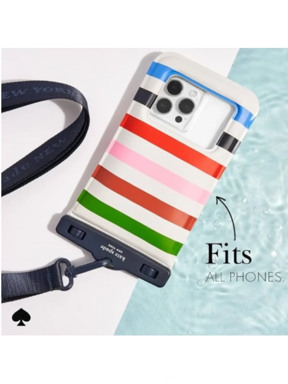 NIB-kate spade new york IP68‎ Floating Waterproof Phone Pouch - Adventure Stripe